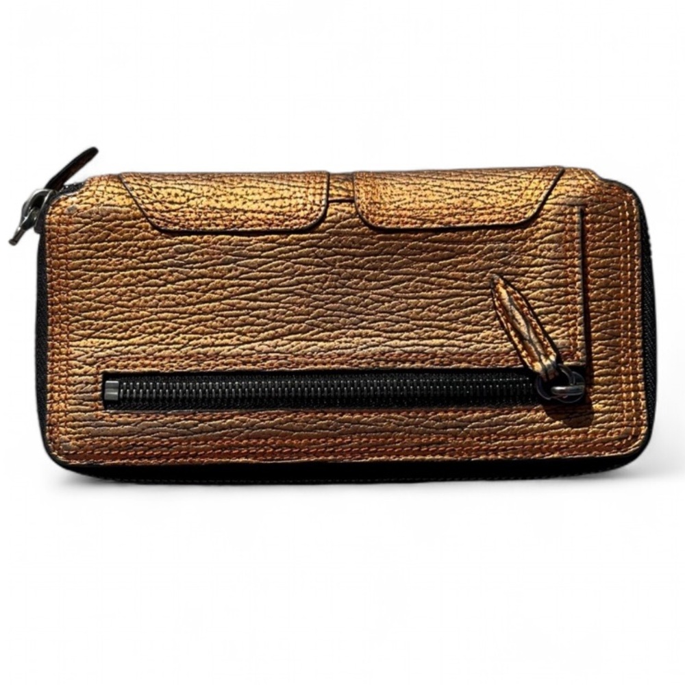 3.1 Phillip Lim Metallic Burnt Orange Zip Around Wallet